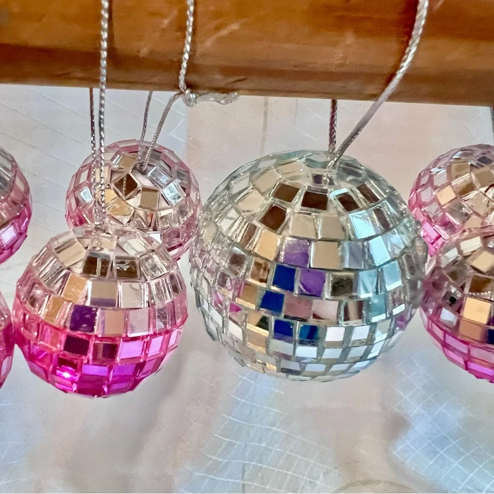 Retro Party Decoration, Vintage Pink Ornaments, Retro Decor, Silver Pink Decor